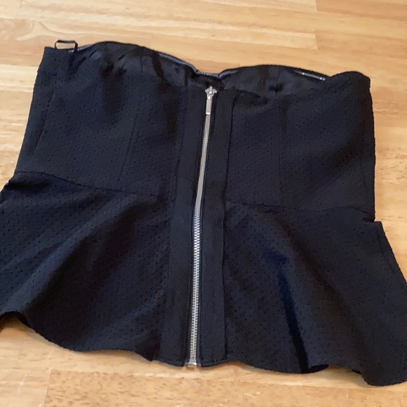 Express Black Strapless Peplum Top - Picture 3 of 5